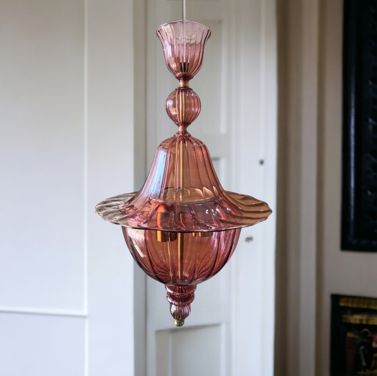 Hand-Blown Red Wine Glass Pendant Light β Unique Artistic Lighting for Modern Spaces | Les Trois Pyramides