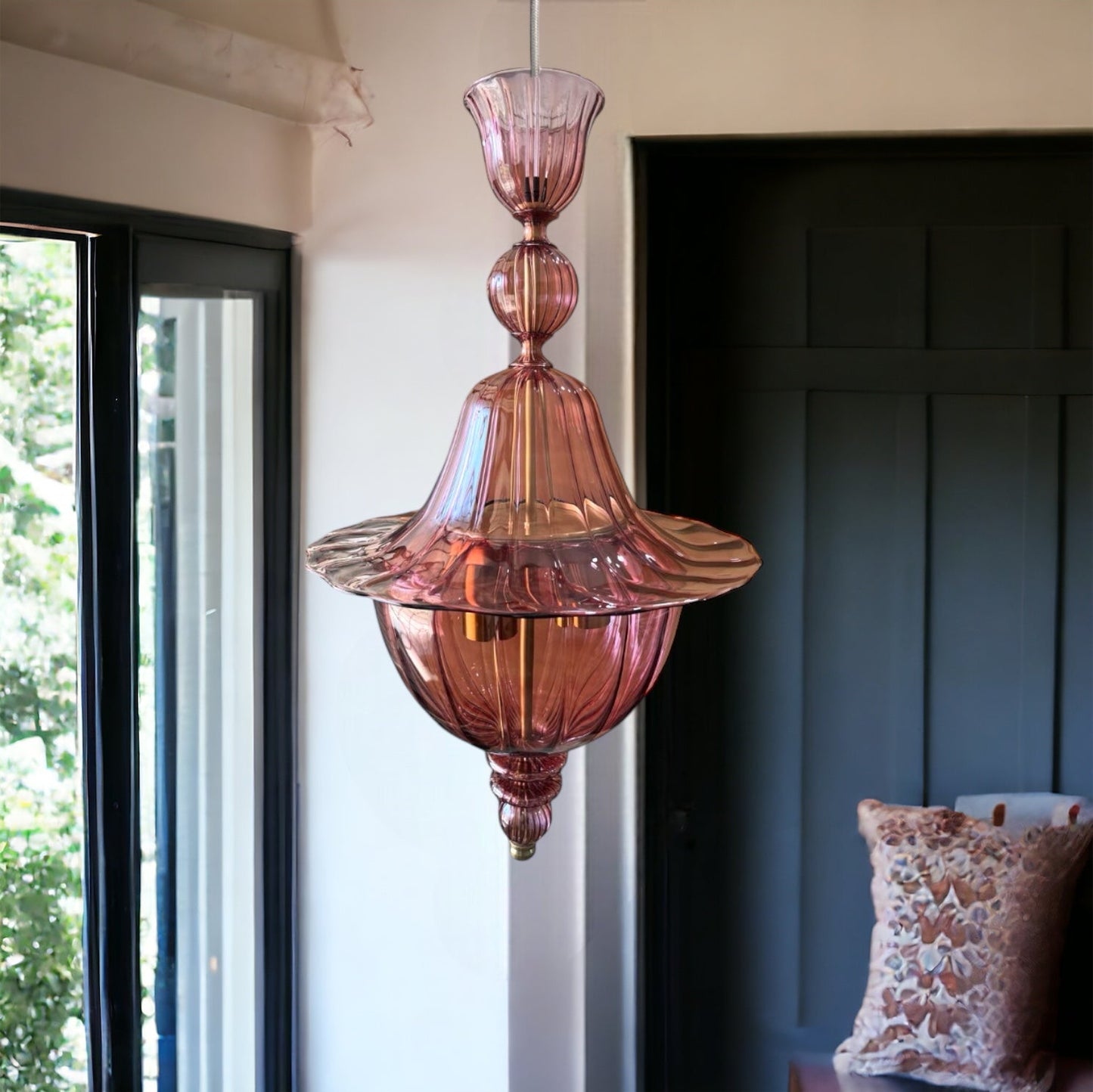 Hand-Blown Red Wine Glass Pendant Light β Unique Artistic Lighting for Modern Spaces | Les Trois Pyramides