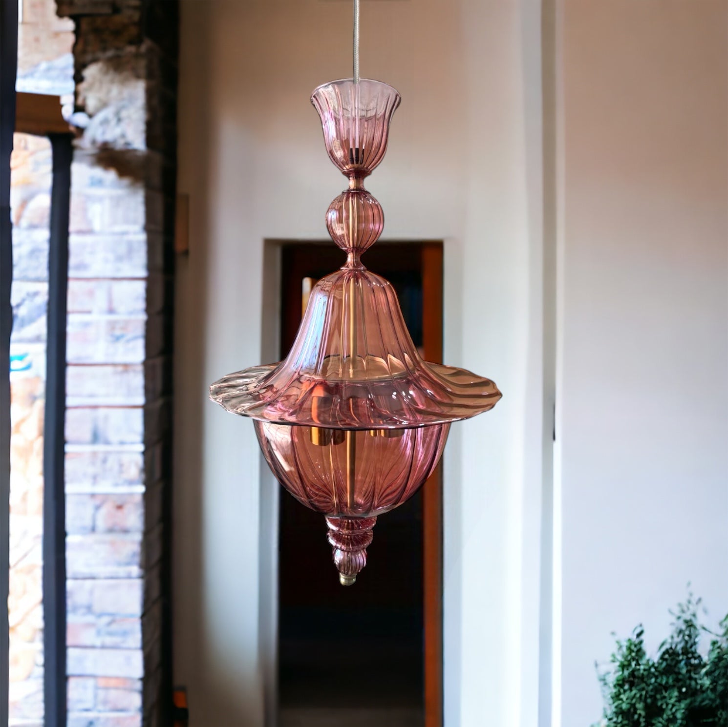Hand-Blown Red Wine Glass Pendant Light β Unique Artistic Lighting for Modern Spaces | Les Trois Pyramides