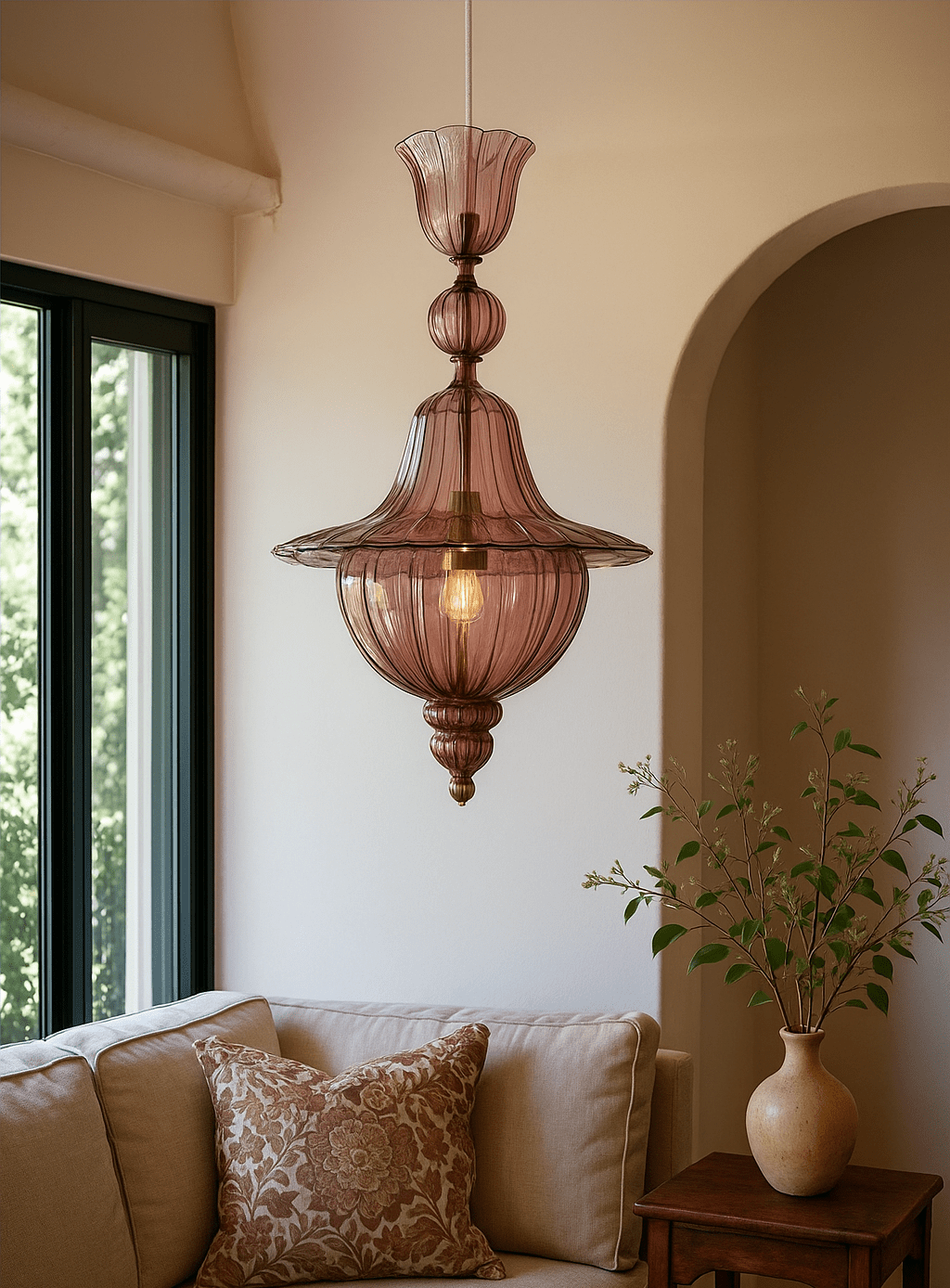 Hand-Blown Red Wine Glass Pendant Light β Unique Artistic Lighting for Modern Spaces | Les Trois Pyramides
