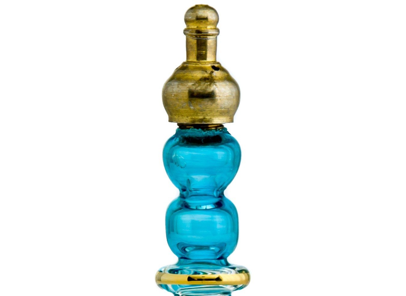 Turquoise Decorative Perfume Bottle with Copper Stopper - Les Trois Pyramides