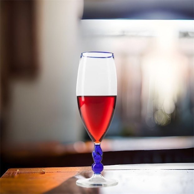 Handblown Coupe Glass | Wine Glasses with Stems | Hand Painted Wine Glasses | Vintage Wine Glasses | Bar Glassware | Hand Blown Wine Glasses - Les Trois Pyramides