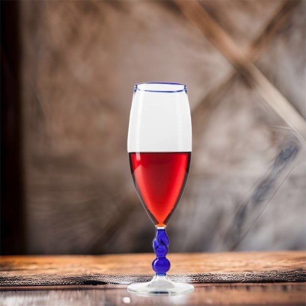 Handblown Coupe Glass | Wine Glasses with Stems | Hand Painted Wine Glasses | Vintage Wine Glasses | Bar Glassware | Hand Blown Wine Glasses - Les Trois Pyramides