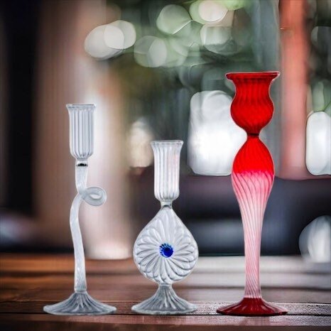 Handcrafted Glass Candle Holders β Set of Three Elegant Designs | Les Trois Pyramides