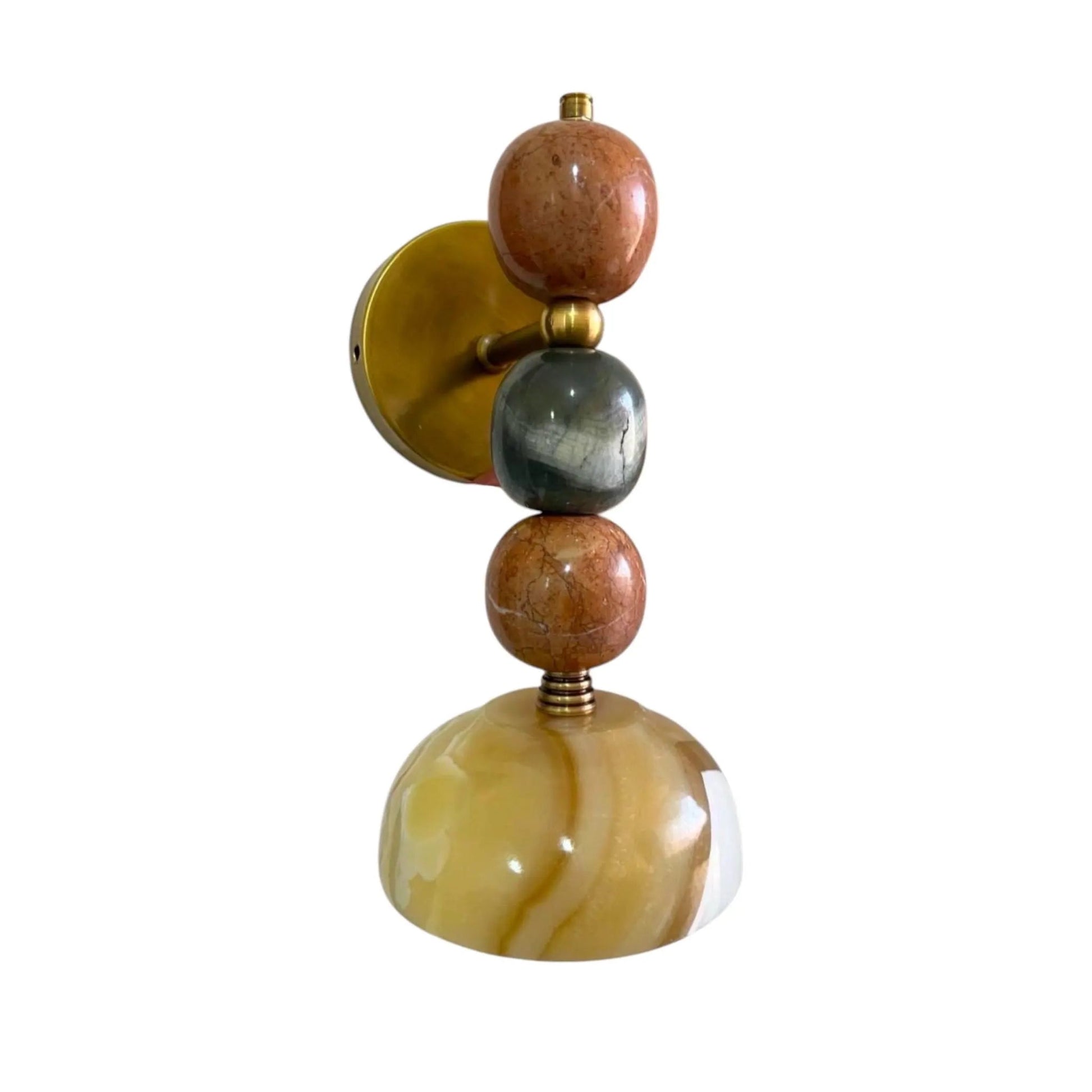 Handcrafted Marble & Brass Light Fixture, Modern Geometric Wall Decor - Les Trois Pyramides