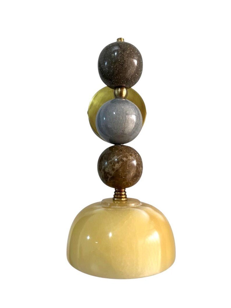 Handcrafted Marble & Brass Light Fixture, Modern Geometric Wall Decor | Custom Marble