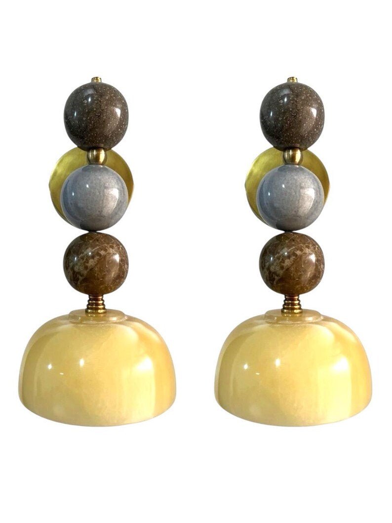 Handcrafted Marble & Brass Light Fixture, Modern Geometric Wall Decor | Custom Marble