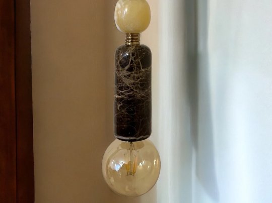 Handmade Brass finish sconce lighting with Brown Marble Gemstones | Les Trois Pyramides
