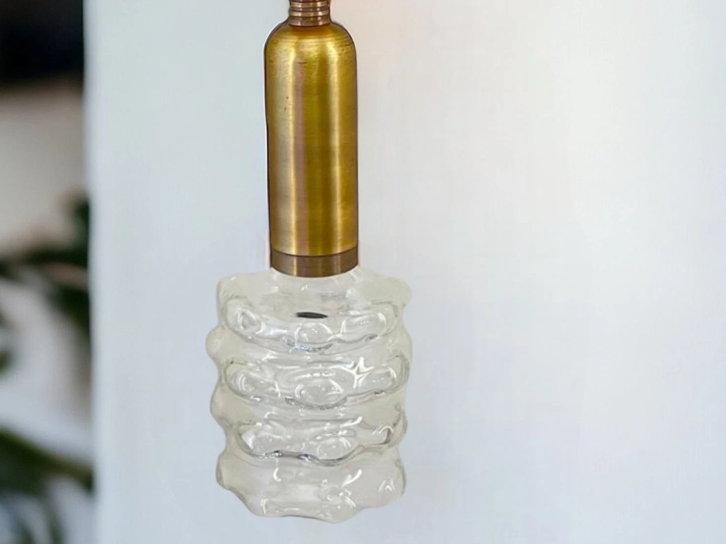 Handmade Brass finish sconce lighting with Marble Gemstones and Unique Blown Glass Art | Les Trois Pyramides