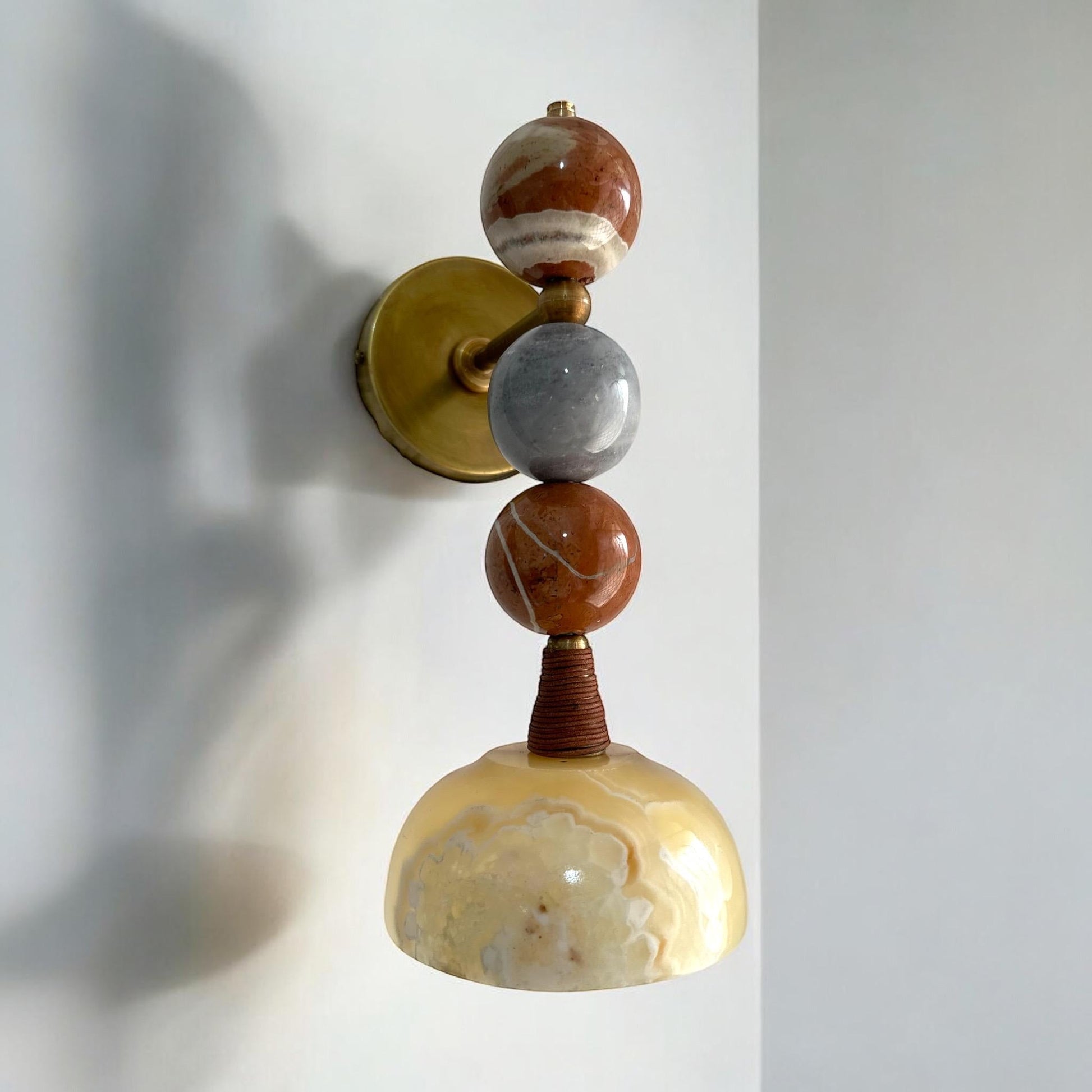 Handmade Marble Wall Sconces - Brass & Natural Stone Wall Light | LesTroisPyramides