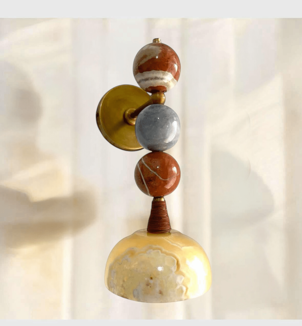 Handmade Marble Wall Sconces - Brass & Natural Stone Wall Light | Les Trois Pyramides
