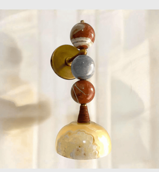 Handmade Marble Wall Sconces - Brass & Natural Stone Wall Light | Les Trois Pyramides