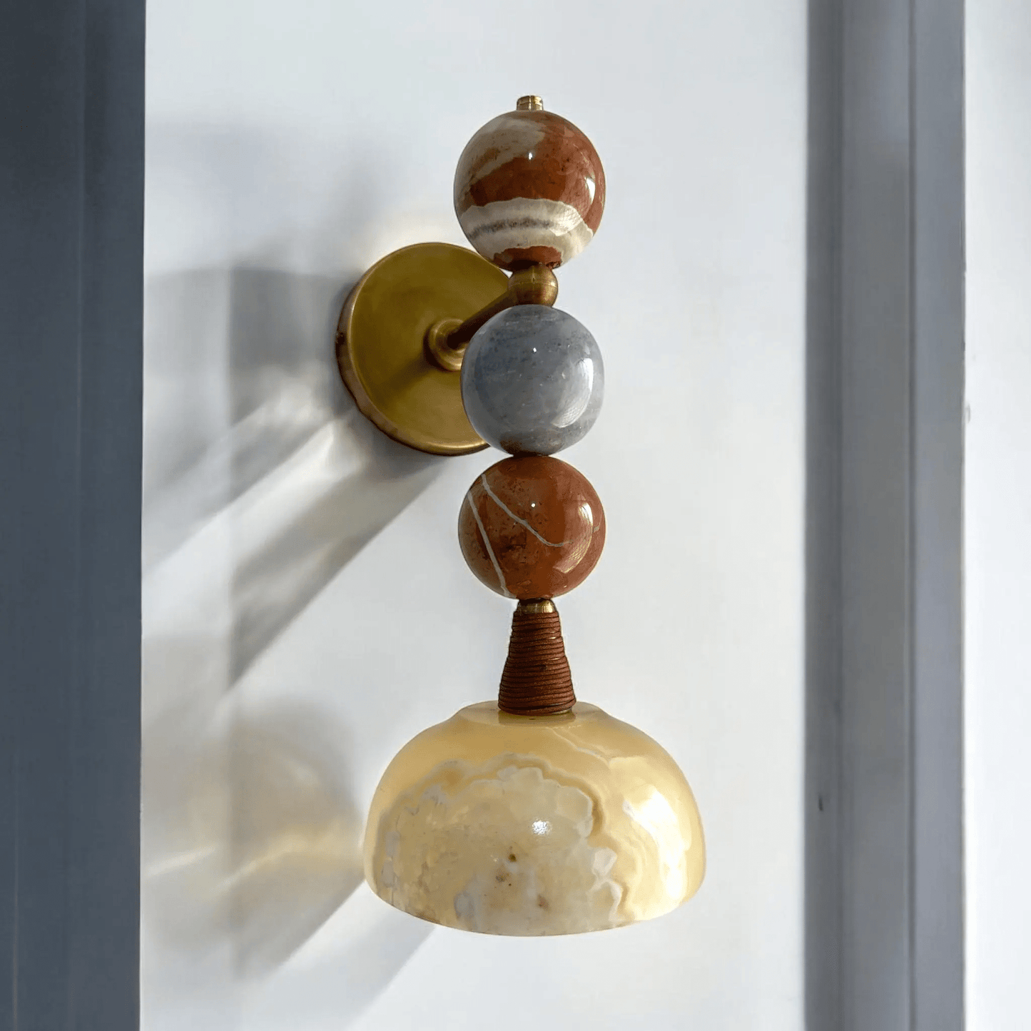Handmade Marble Wall Sconces - Brass & Natural Stone Wall Light | LesTroisPyramides