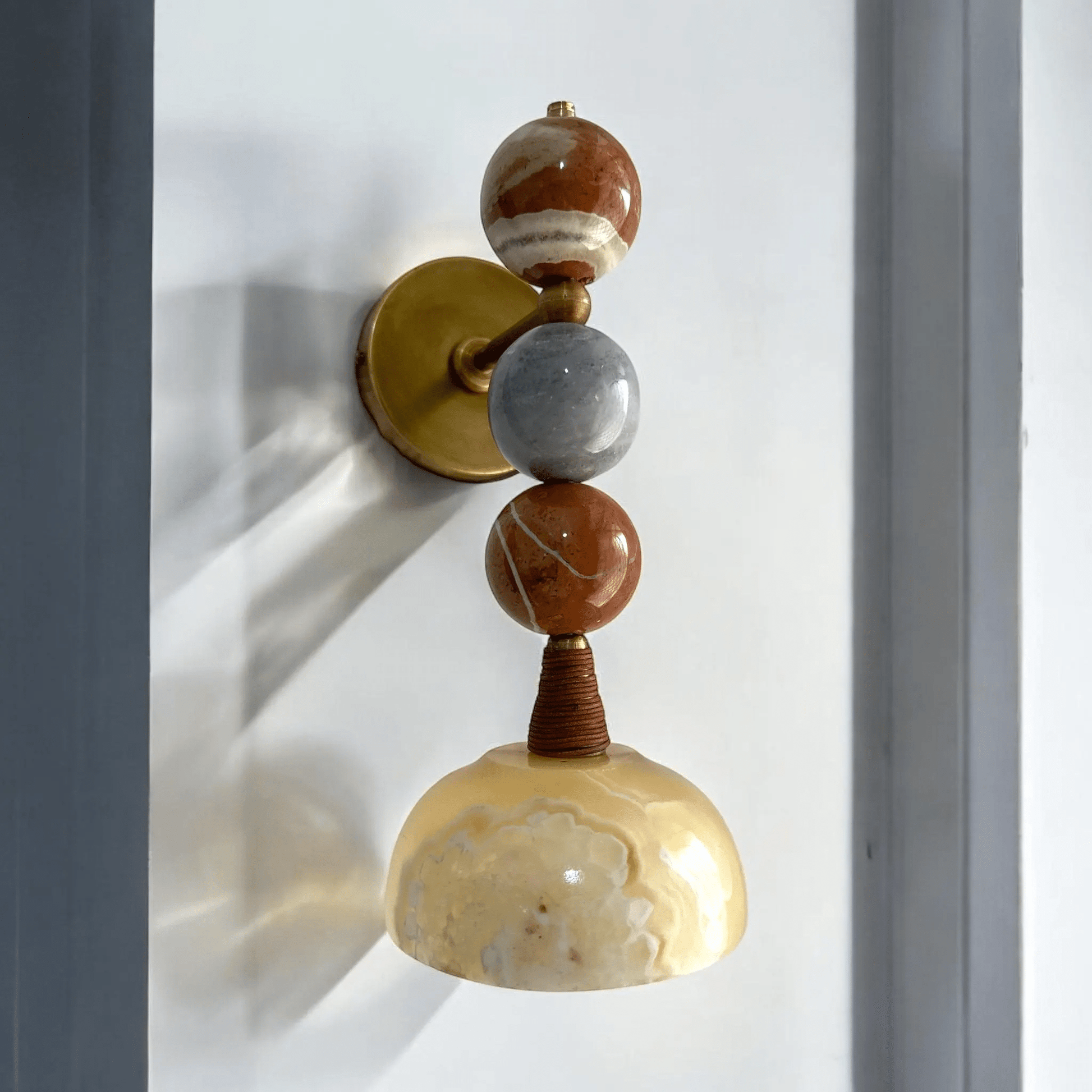 Handmade Marble Wall Sconces - Brass & Natural Stone Wall Light | LesTroisPyramides