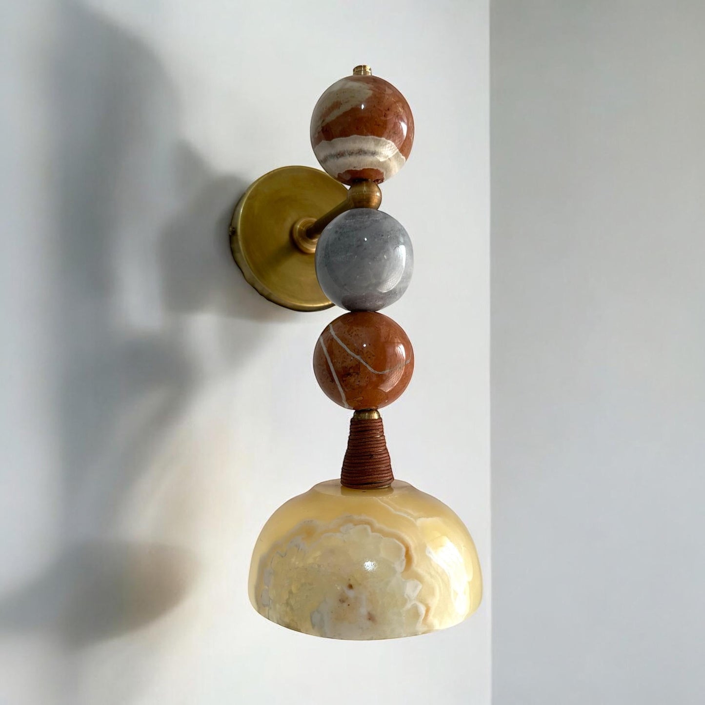 Handmade Marble Wall Sconces - Brass & Natural Stone Wall Light | LesTroisPyramides