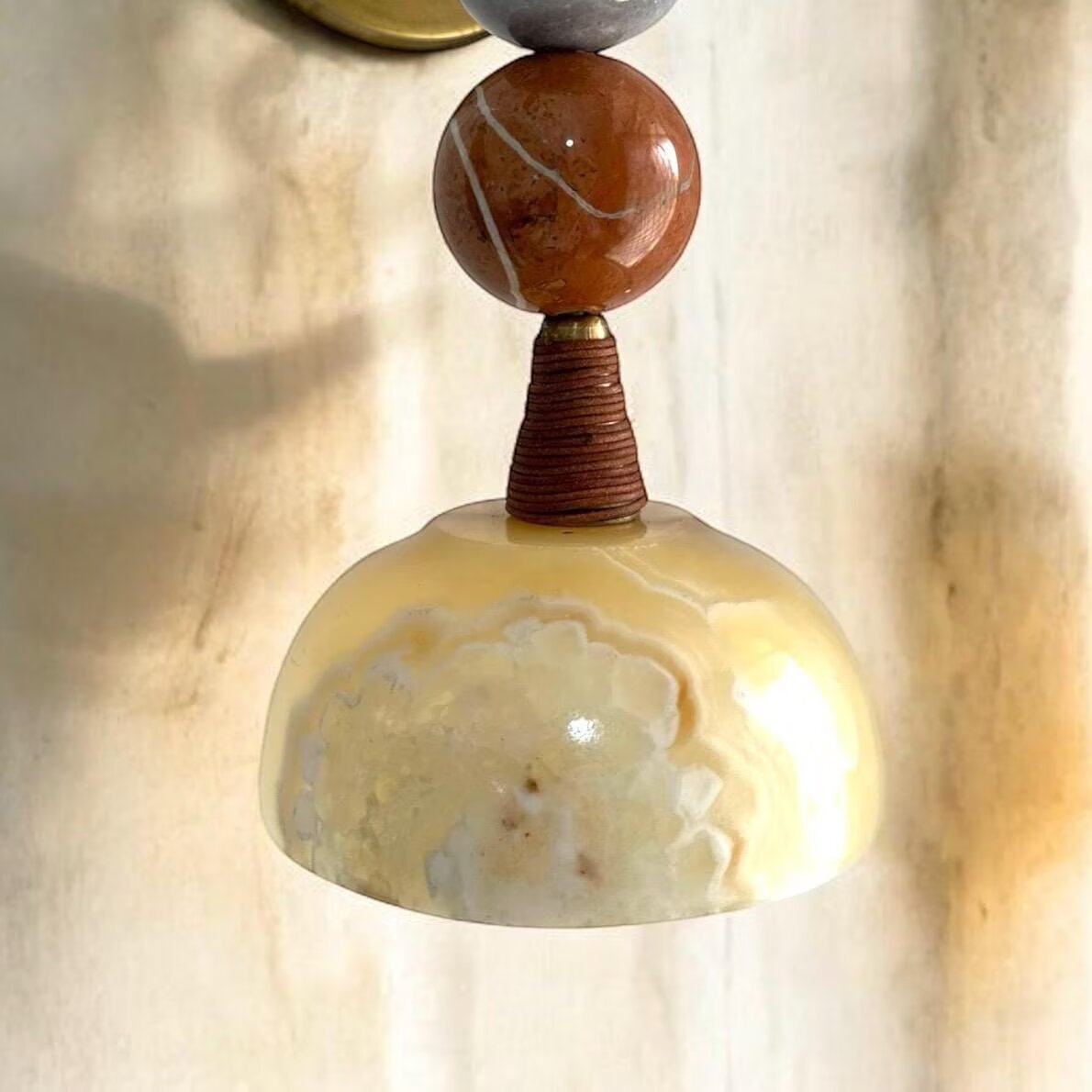 Handmade Marble Wall Sconces - Brass & Natural Stone Wall Light