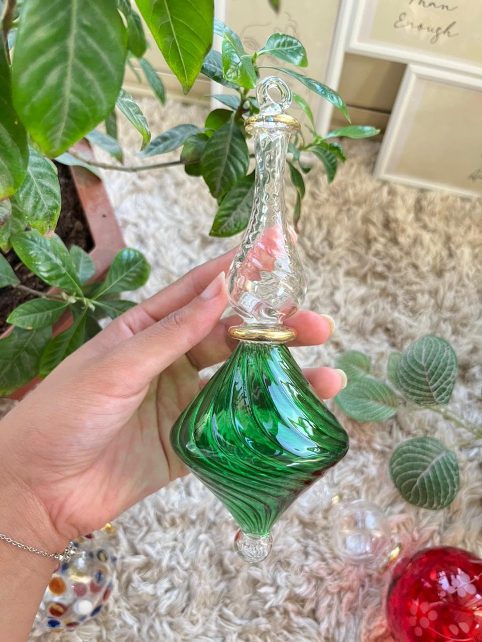 Egyptian Unique Christmas Tree Hand-Blown "Green" - Les Trois Pyramides