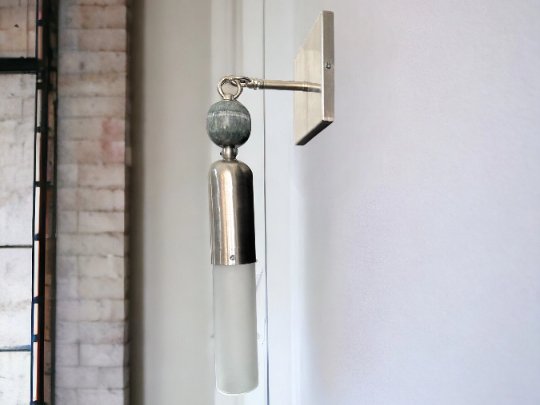 Les Trois Pyramides Frosted Glass + Marble Gemstones handmade wall sconce | Les Trois Pyramides