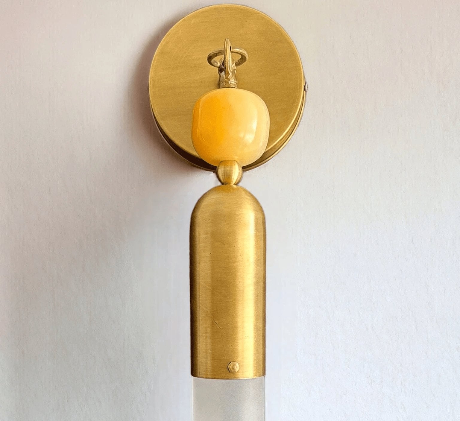 Les Trois PyramidesBrass Base with Frosted Glass + Marble Gemstone handmade wall sconce | Les Trois Pyramides