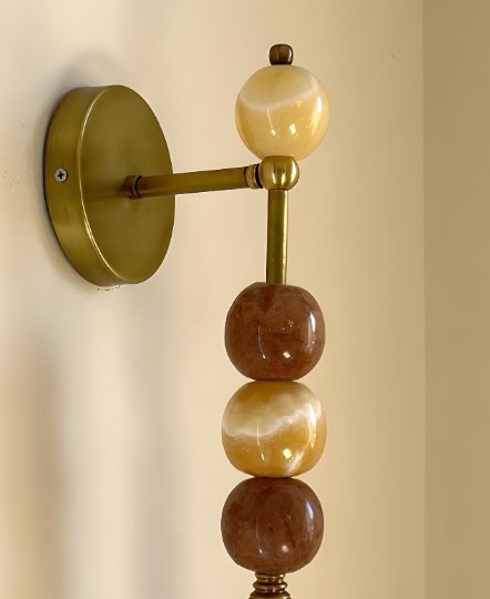 Les Trois Pyramides handmade wall sconce with Marble Gemstones - Les Trois Pyramides