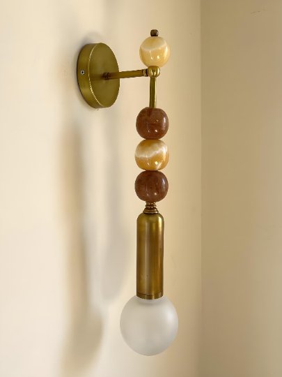 Les Trois Pyramides handmade wall sconce with Marble Gemstones - Les Trois Pyramides