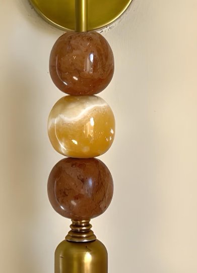 Les Trois Pyramides handmade wall sconce with Marble Gemstones - Les Trois Pyramides