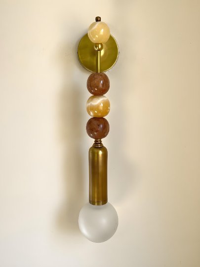 Les Trois Pyramides handmade wall sconce with Marble Gemstones - Les Trois Pyramides