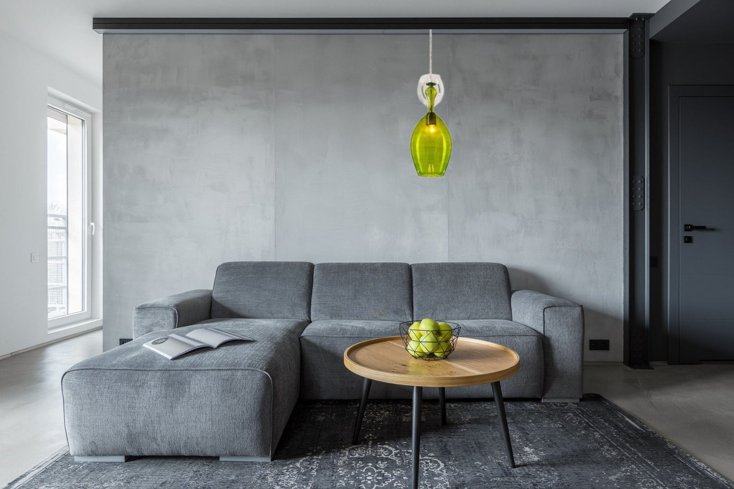 Light Green & Crystal Colored Handmade Modern Pendant Light - Les Trois Pyramides