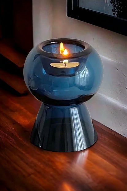 Minimalist Mushroom Blown Glass Candlestick Holder - Les Trois Pyramides
