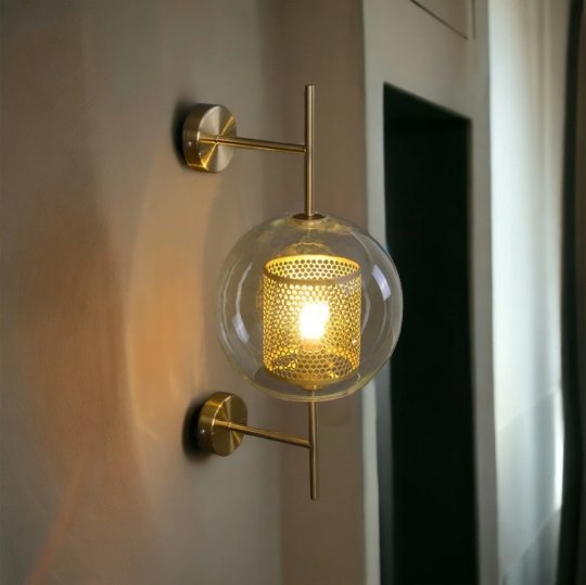 Modern Brass Applique Blown Glass wall light | Les Trois Pyramides