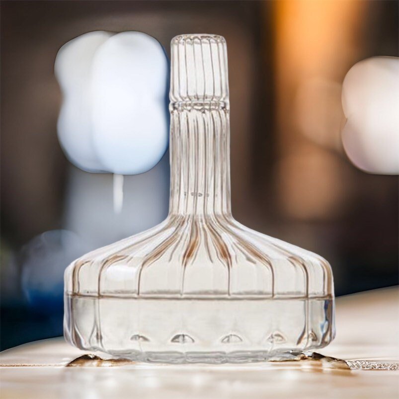 Modern Glass Stylish Decanter Bottle with Stopper ,Custom Decanter , Handmade Blown Glass Bottle, Made with Love, Handmade Gift - Les Trois Pyramides