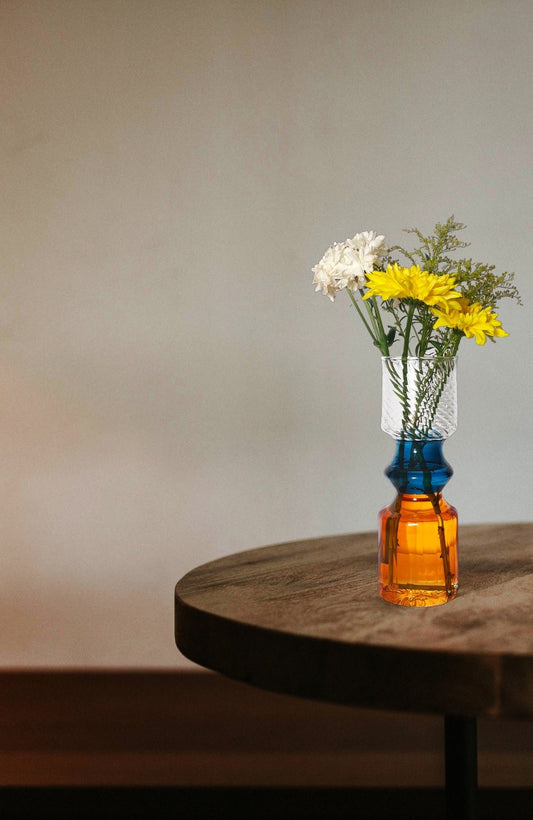 Modern Handcrafted Multicolored Glass Vase for Stylish Floral Displays | Les Trois Pyramides