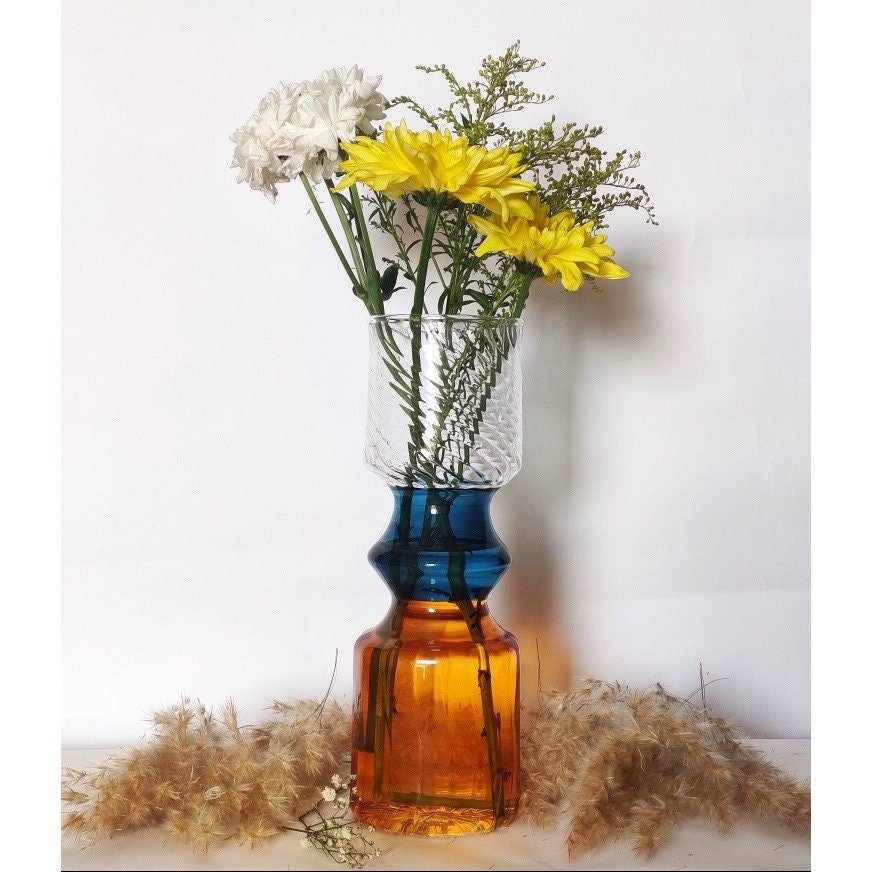 Modern Handcrafted Multicolored Glass Vase for Stylish Floral Displays | Les Trois Pyramides