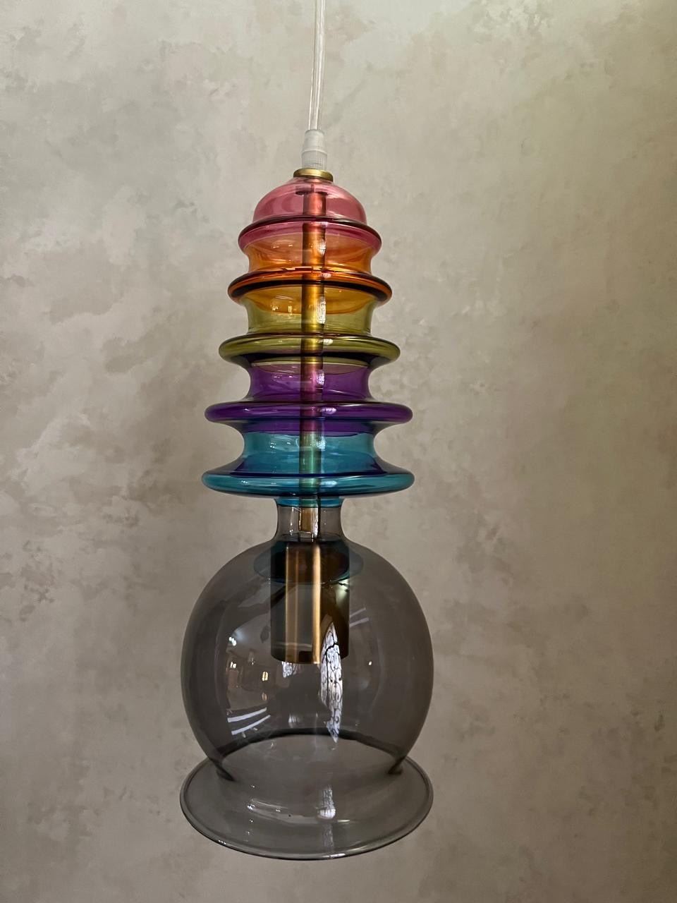 modern-rainbow-blown-glass-light-pendant | Les Trois Pyramides