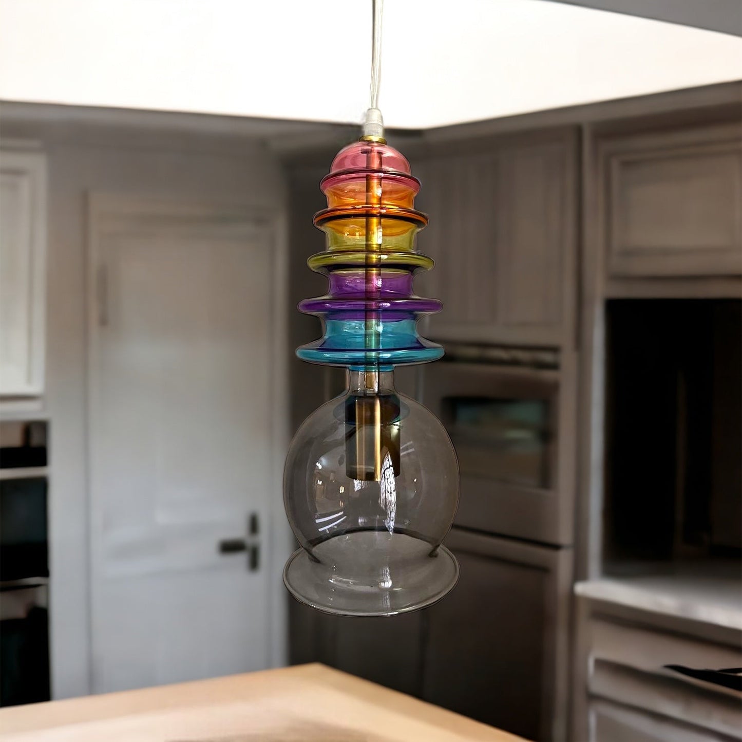 modern-rainbow-blown-glass-light-pendant | Les Trois Pyramides