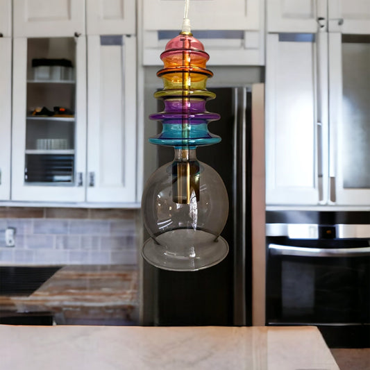 modern-rainbow-blown-glass-light-pendant | Les Trois Pyramides