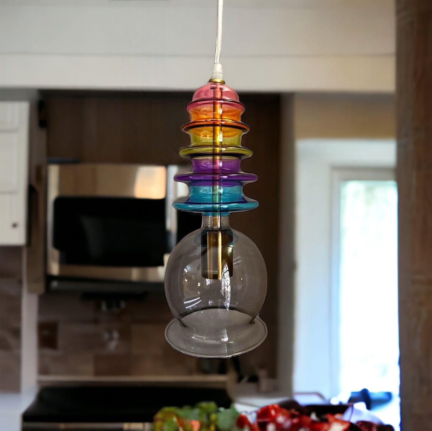 modern-rainbow-blown-glass-light-pendant | Les Trois Pyramides