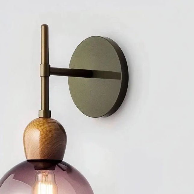 Modern Wall Sconce - Smoked Glass & Wood Wall Light | LesTroisPyramides