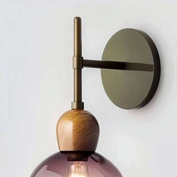 Modern Wall Sconce - Smoked Glass & Wood Wall Light | LesTroisPyramides
