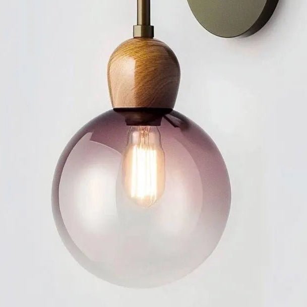 Modern Wall Sconce - Smoked Glass & Wood Wall Light | LesTroisPyramides