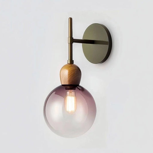 Modern Wall Sconce - Smoked Glass & Wood Wall Light | LesTroisPyramides