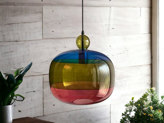 Multicolor Glass Pendant Light โ Modern Boho Ceiling Lamp
