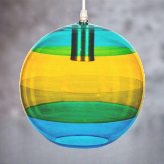 Multicolored Glass Art Modern Handmade Deco Light Fixture - Les Trois Pyramides