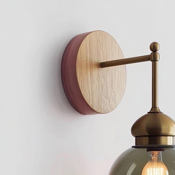Olive Green Blown Glass Wall Light with Brass Finish | LesTroispyramides