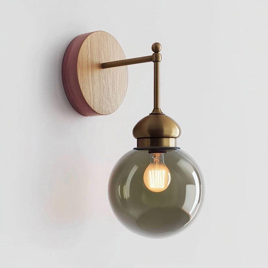 Olive Green Blown Glass Wall Light with Brass Finish | LesTroispyramides