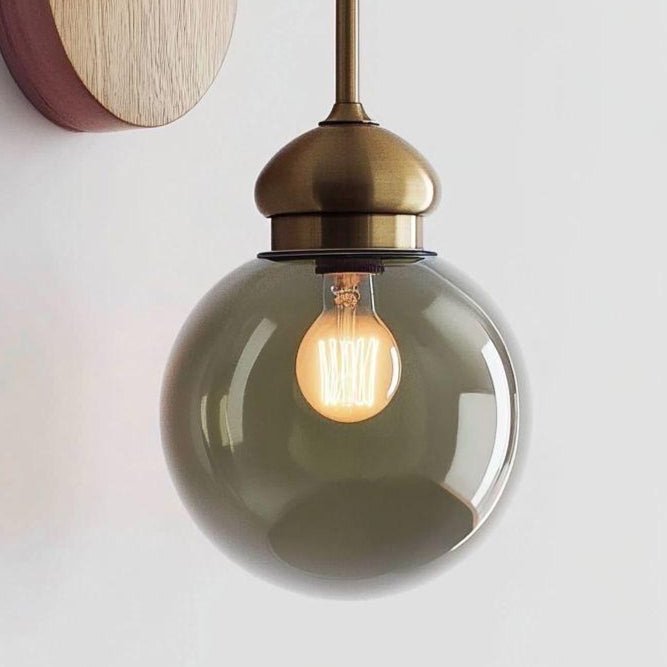 Olive Green Blown Glass Wall Light with Brass Finish | LesTroispyramides