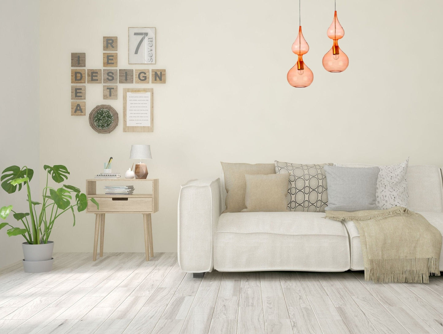 Orange Hued Light Fixture - Les Trois Pyramides