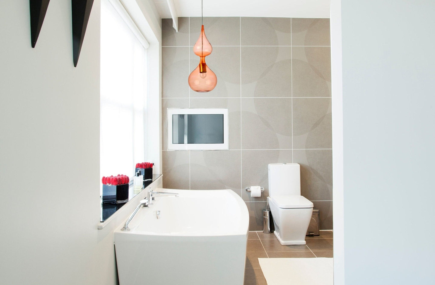 Orange Hued Light Fixture - Les Trois Pyramides