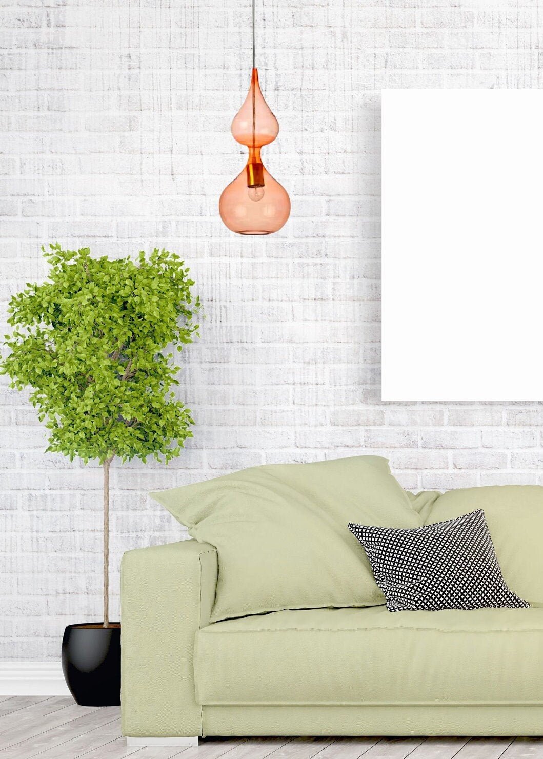 Orange Hued Light Fixture - Les Trois Pyramides