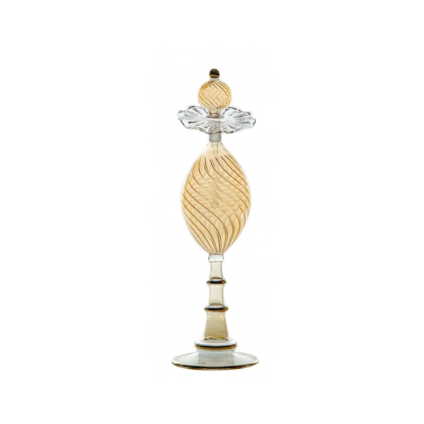 Perfume Bottle - Gold Hand Painted - Hand Blown Glass - Essential Oil Bottle - Gold Painted Bottle - Antique Glassware - Gift for Her - Les Trois Pyramides